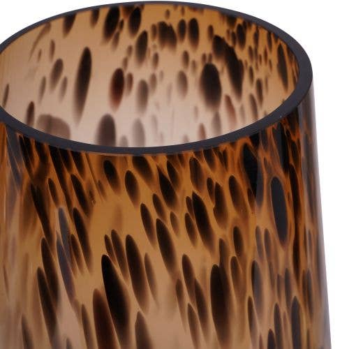 Tortoiseshell  Glass Vase with Brass Base