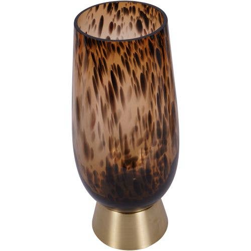 Tortoiseshell  Glass Vase with Brass Base