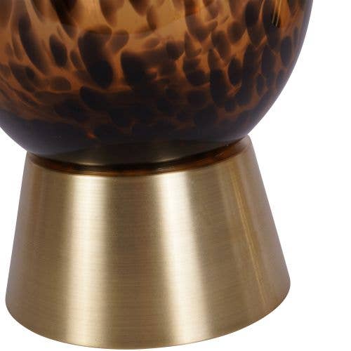 Tortoiseshell  Glass Vase with Brass Base