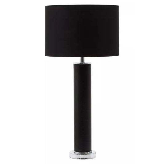 Black Snake Leather Effect Table Lamp-Chrome Base