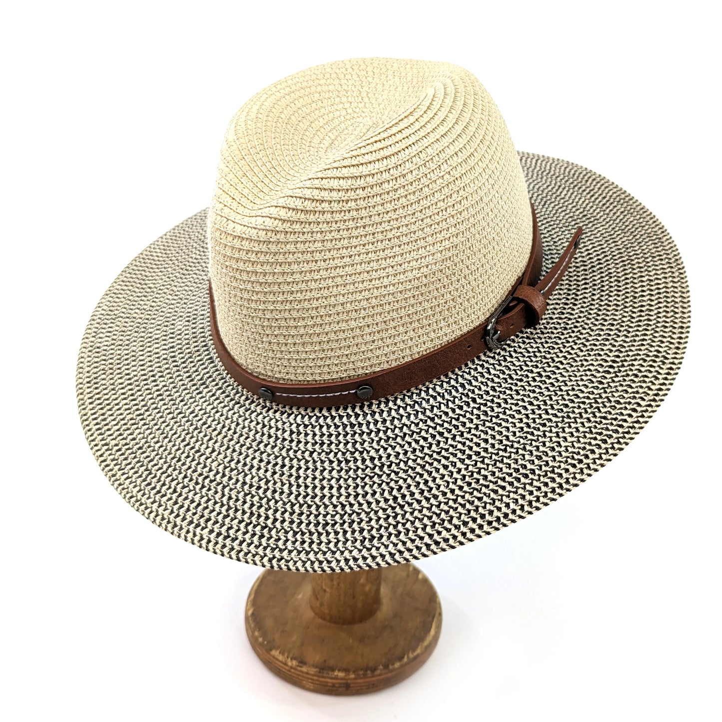 Folding Panama Style Travel Sun Hat - Mottled/Natural 57cm