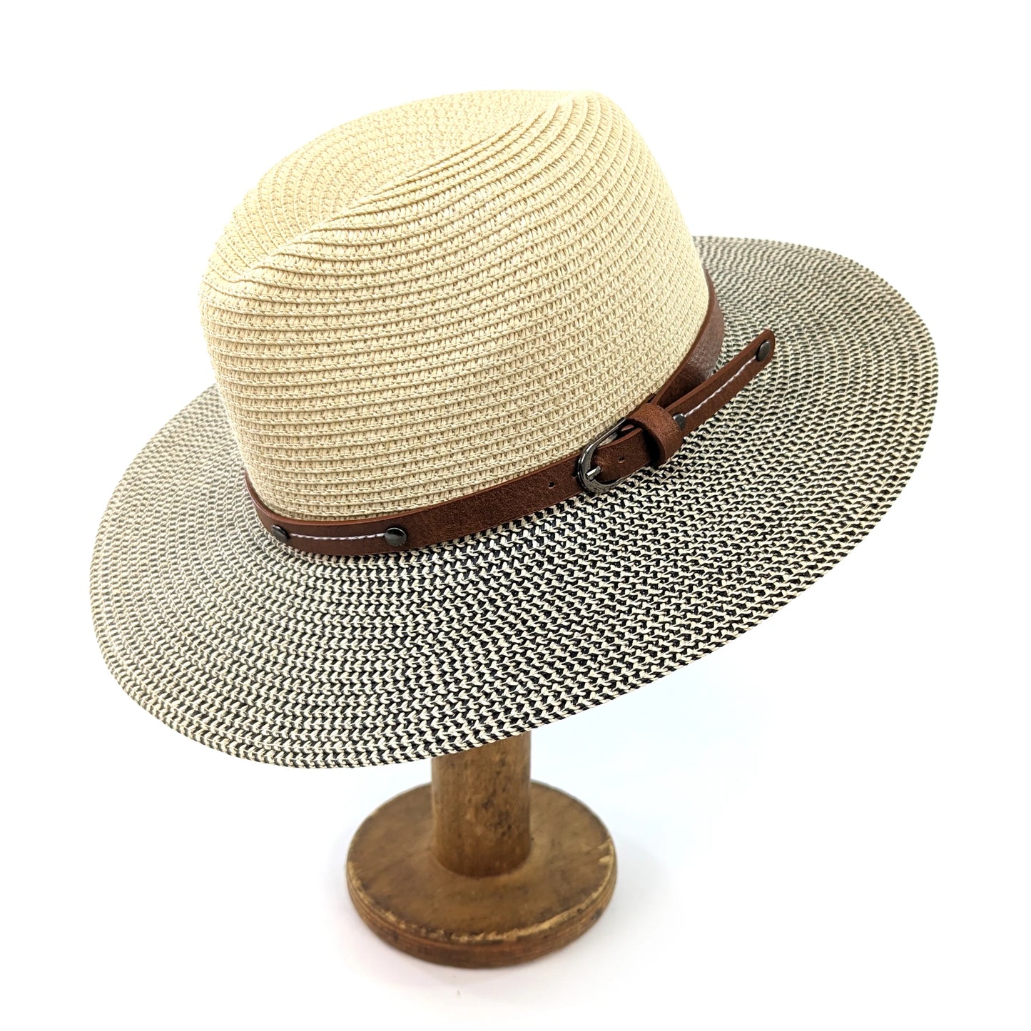 Folding Panama Style Travel Sun Hat - Mottled/Natural 57cm