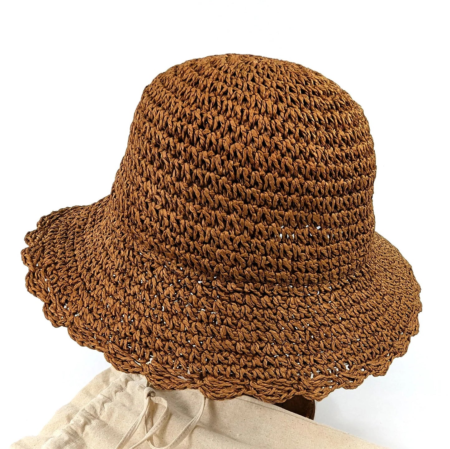 Crochet Style Foldable Hat - Chocolate