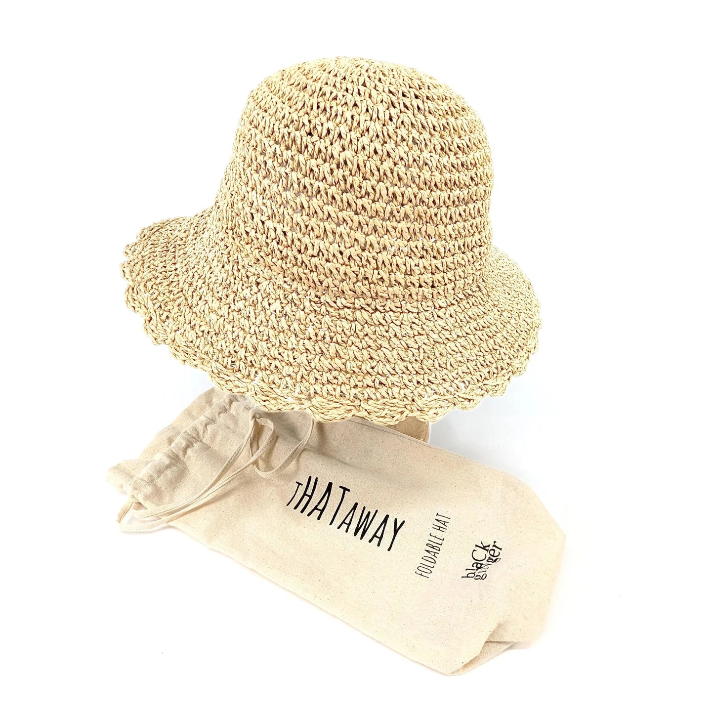 Crochet Style Foldable Hat - Cream