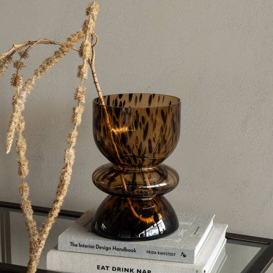 Tortoiseshell Glass Vase Candle Holder