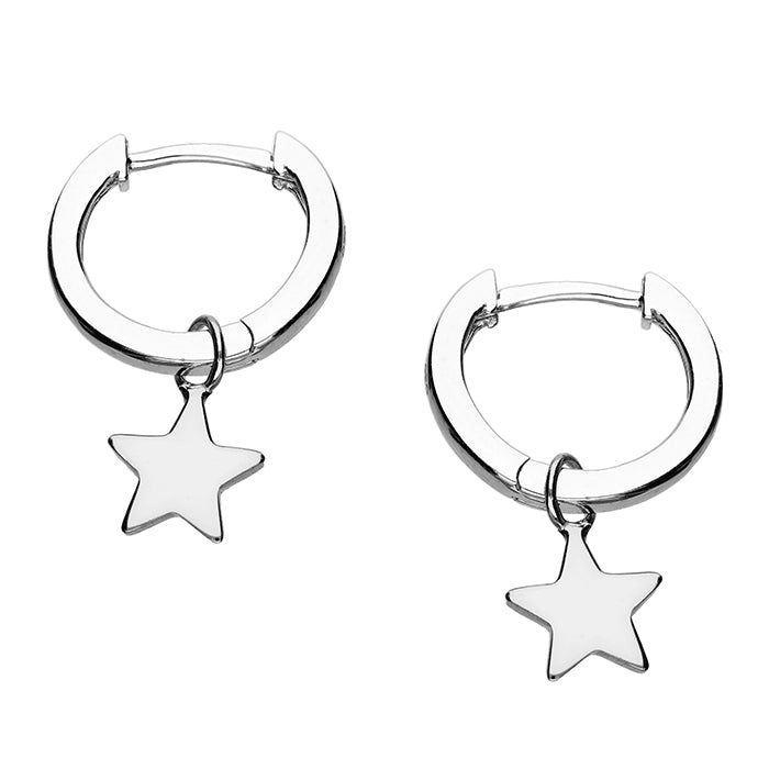 Plain Star on Huggie Hoop