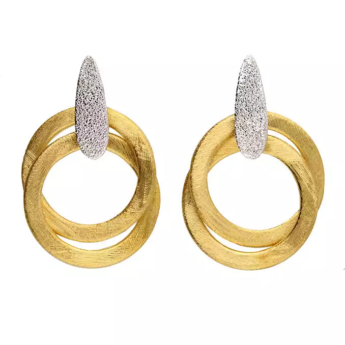 Two-Tone Gold-Plated Double Loop Drop Earrings