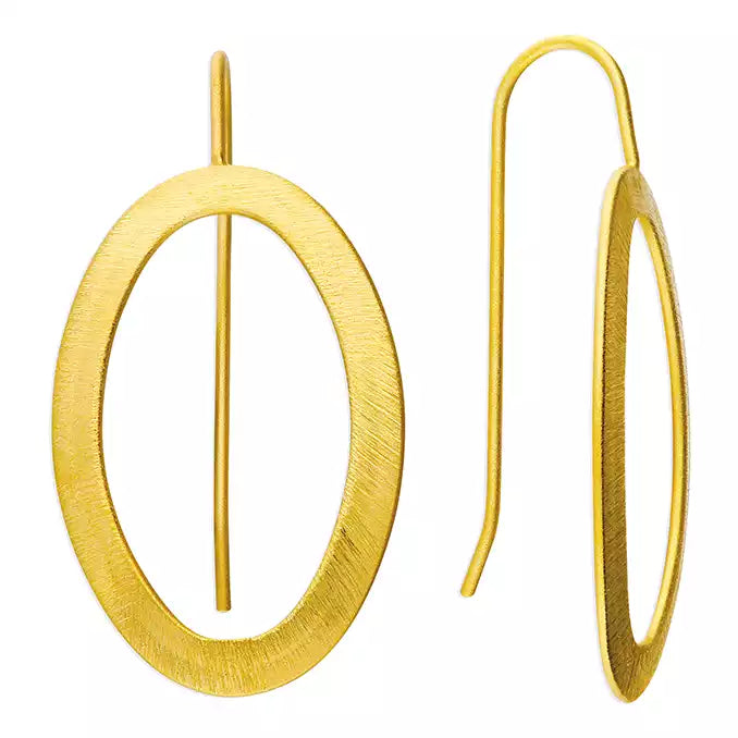 Yellow Gold-Plated Large Flat Hook Drop Earrings