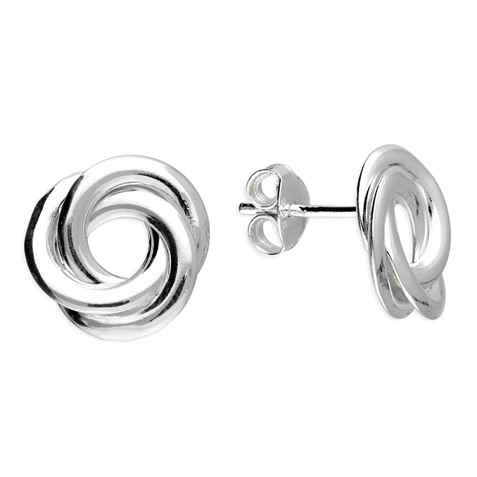 Sterling Silver Earrings plain knot large studs