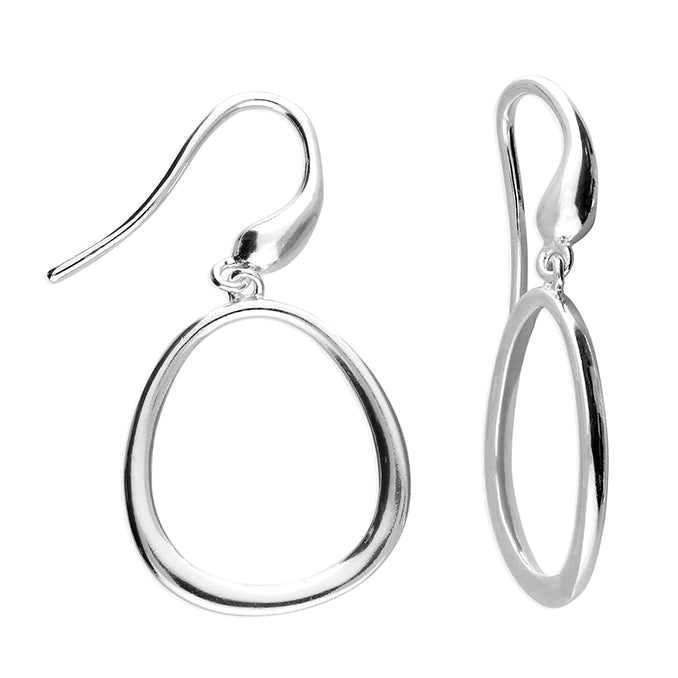 Silver Organic Oval Hoop Earrings