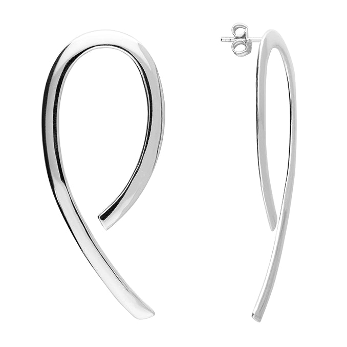 Earrings Modern Large Swirl Studs-Sterling Silver