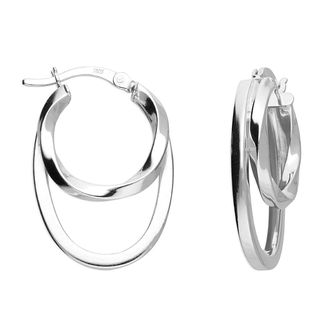 Silver Twisted Hoop Earrings