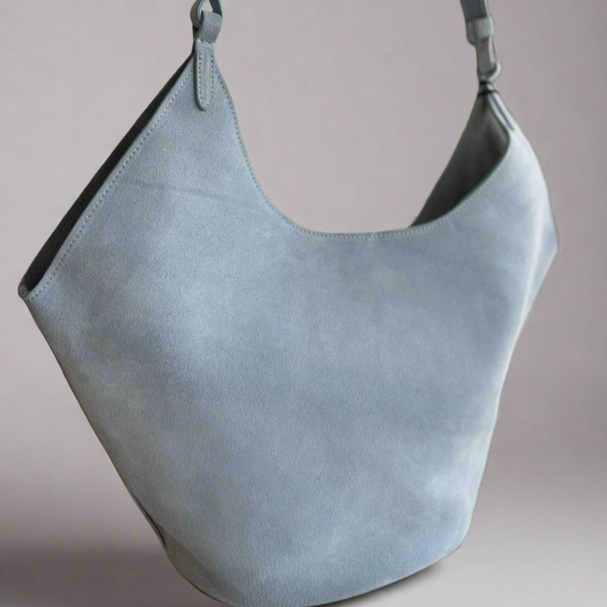 Suede Tote Bag-Soft Blue