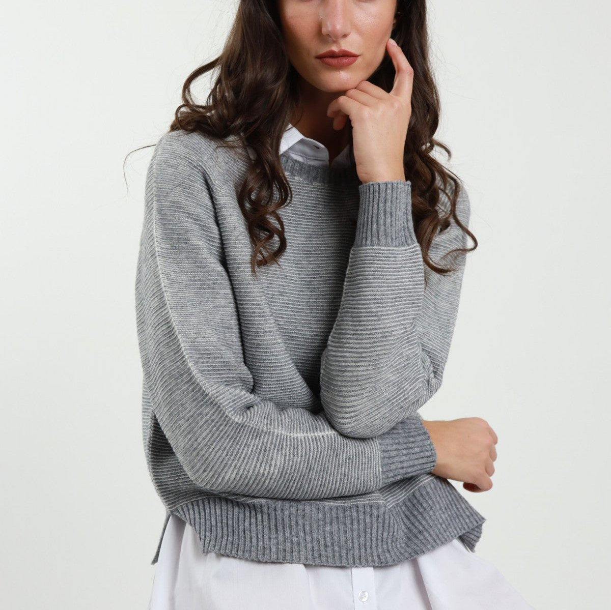 Ribbed Sweater - Grey