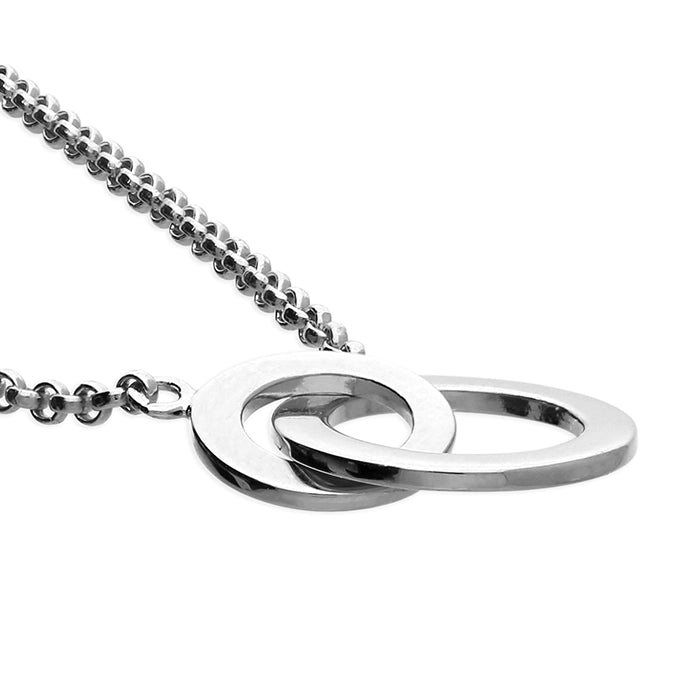 Silver Linked Double Circle Necklace