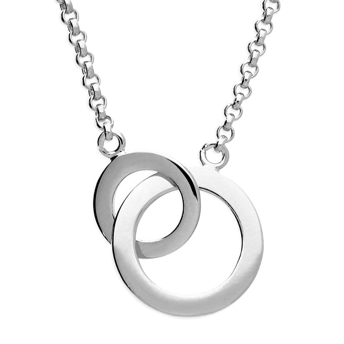 Silver Linked Double Circle Necklace