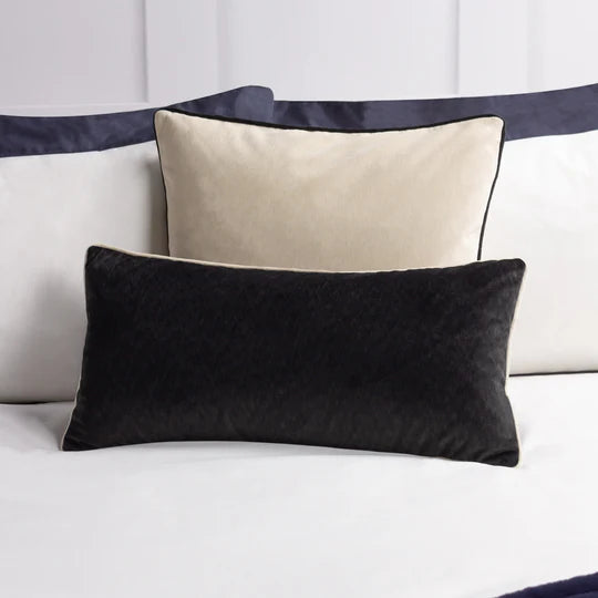 Opulent Torto Velvet Cushion Ivory/Black