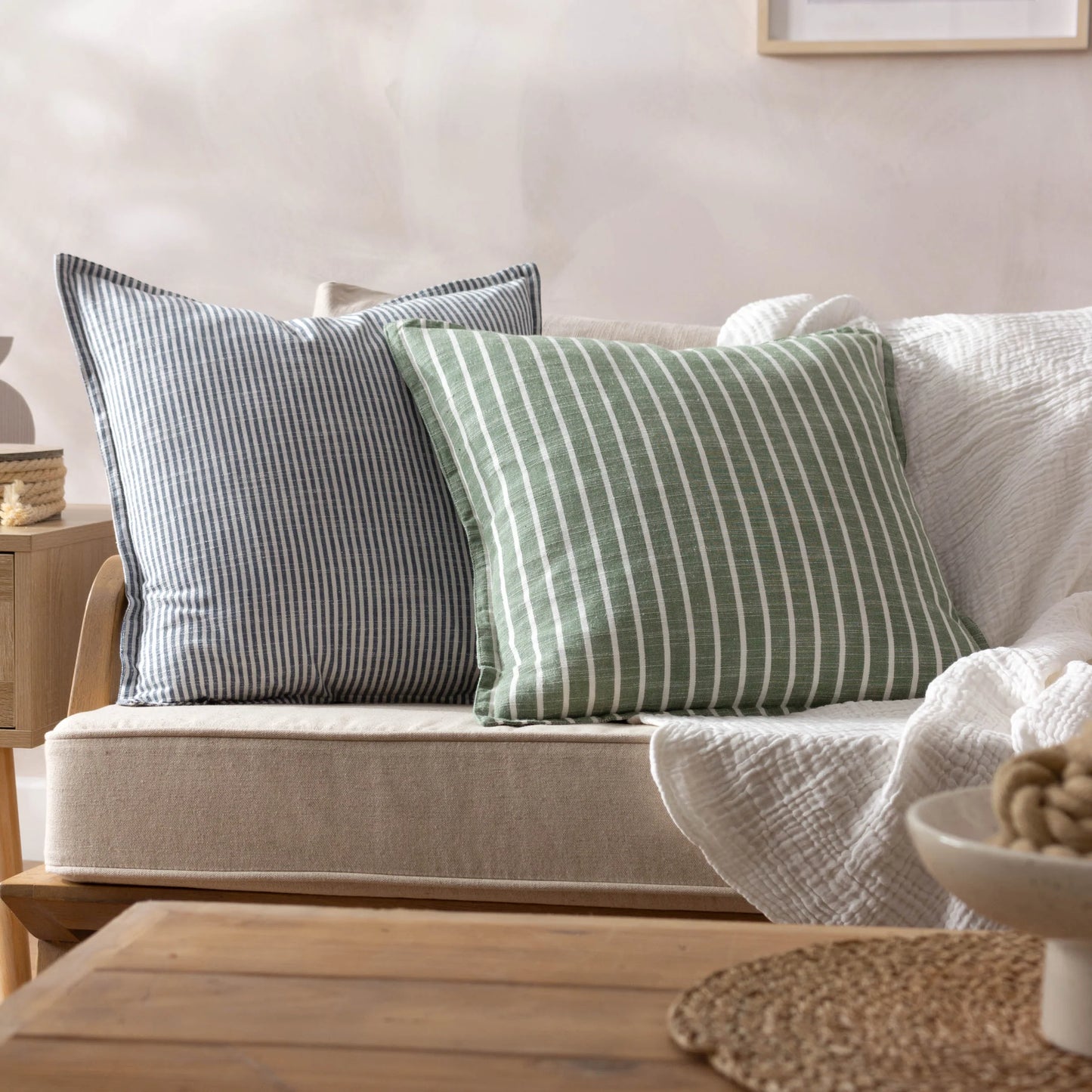 Tala Stripe Reversible Cushion-Eucalyptus