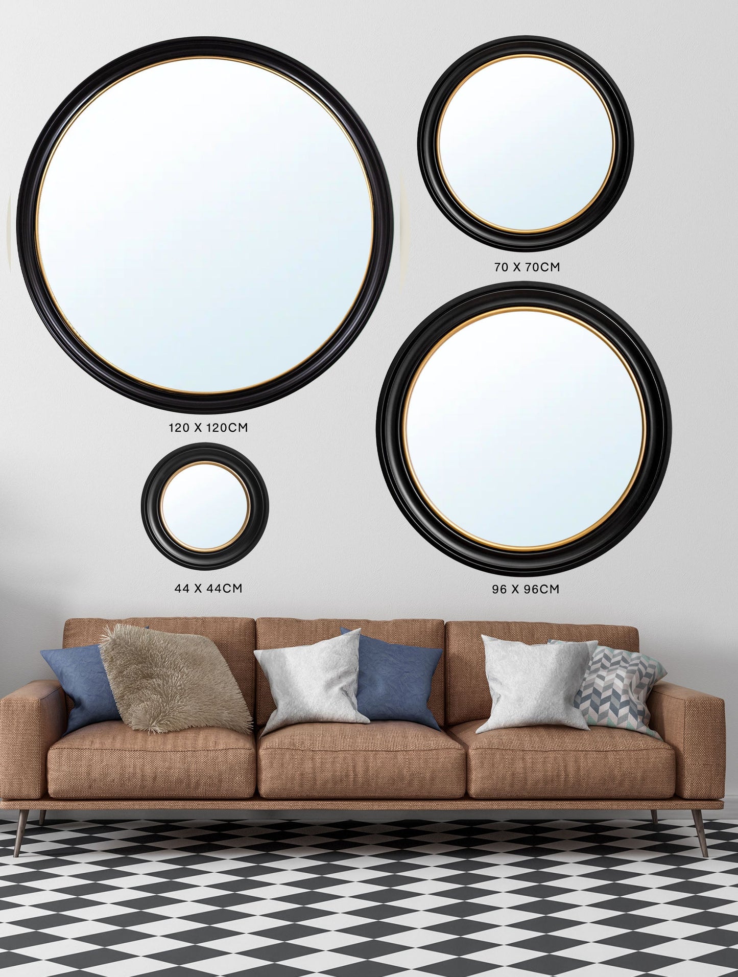 Round Mirror - Black and Gold