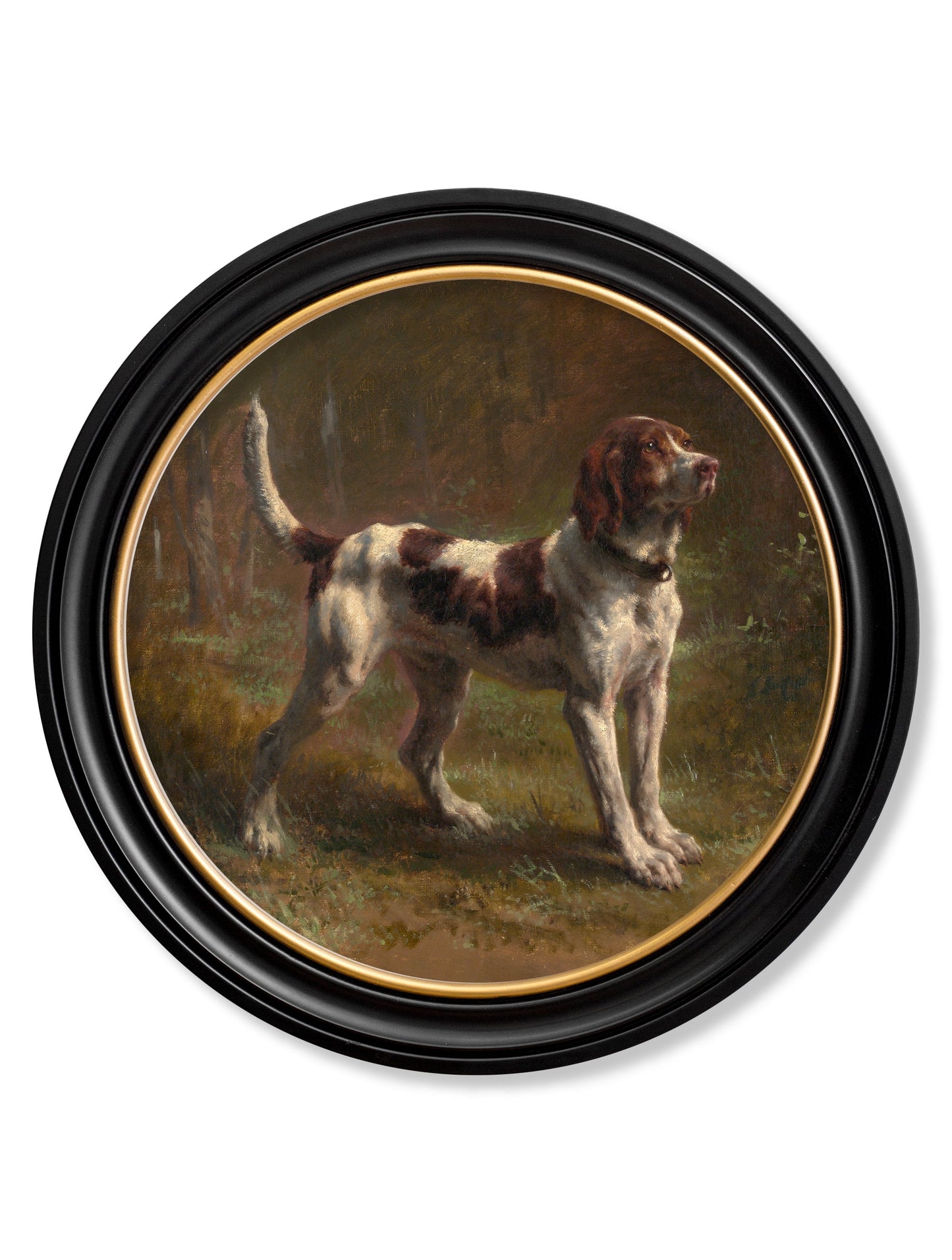 c.1856 Beagle Bloodhound - Round Frame