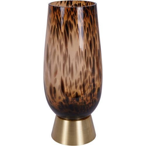 Tortoiseshell  Glass Vase with Brass Base