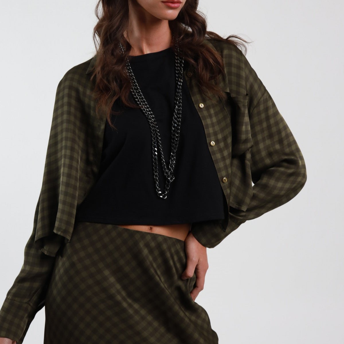 Short Check Shirt-Green