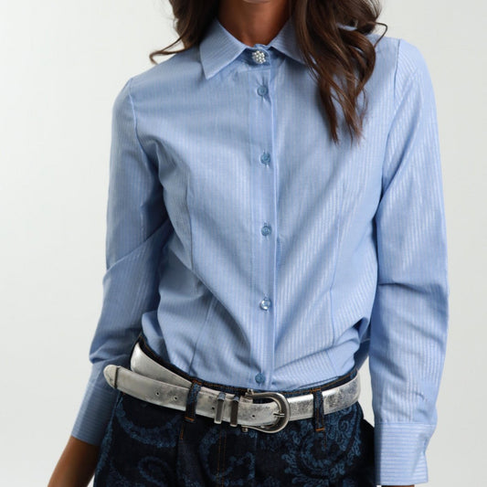 Blue & Silver Pinstripe Shirt