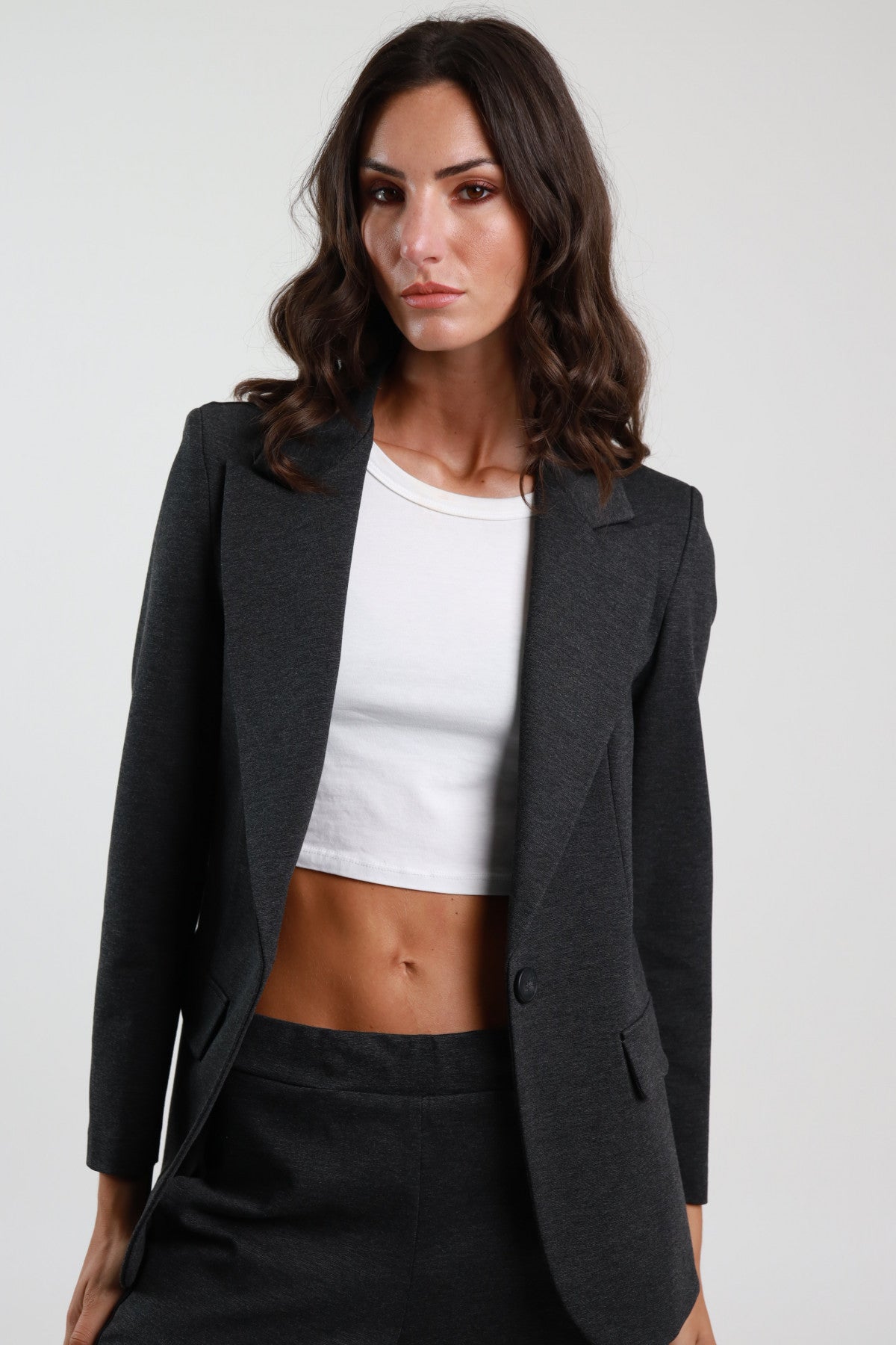 Grey Single Breasted Unlined Jacket in Milano Stitch – Regular Fit