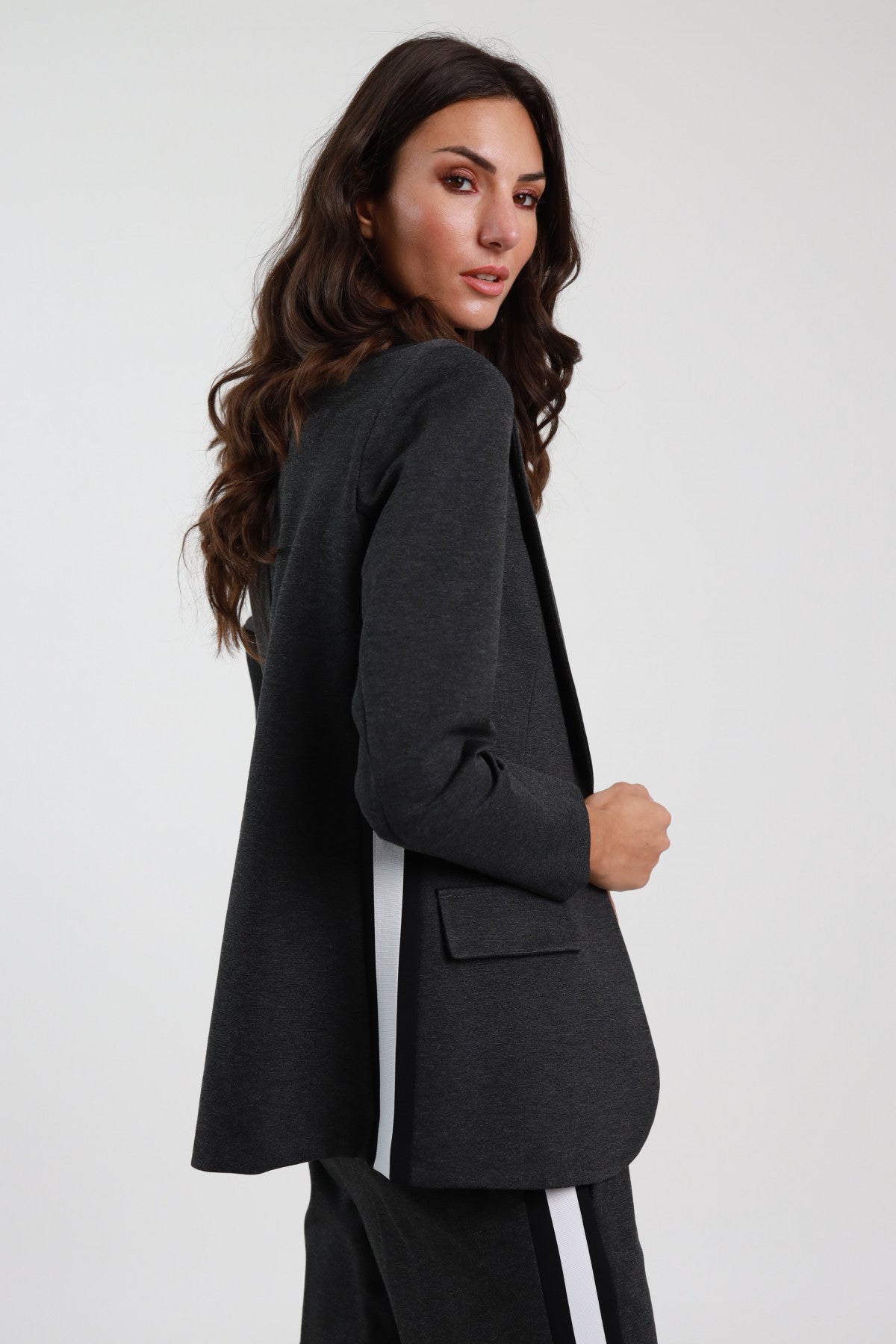 Grey Single Breasted Unlined Jacket in Milano Stitch – Regular Fit