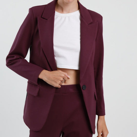 Burgundy Single Breasted Unlined Jacket in Milano Stitch – Regular Fit