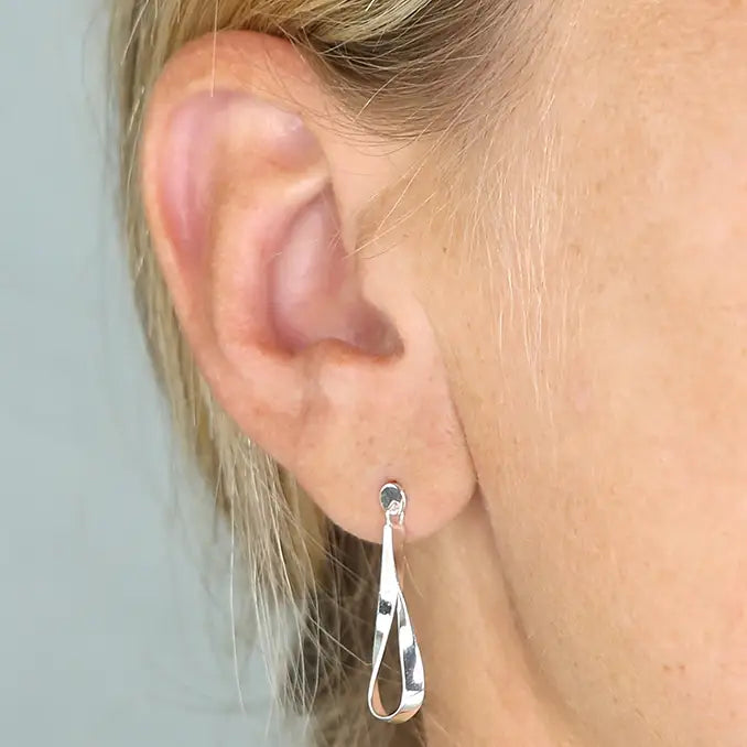 Twist drop studs-Sterling Silver Earrings