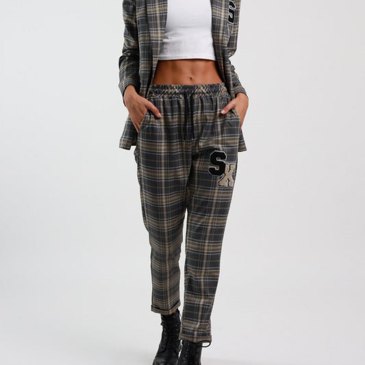 Grey & Cream Check Trousers