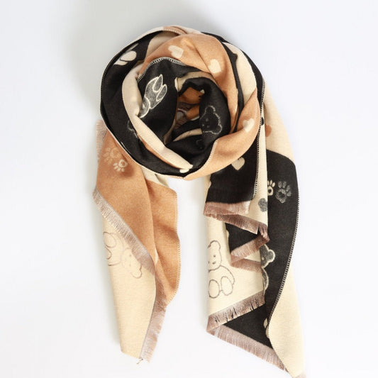 Black/Latte Teddy & Heart Stole/Wrap