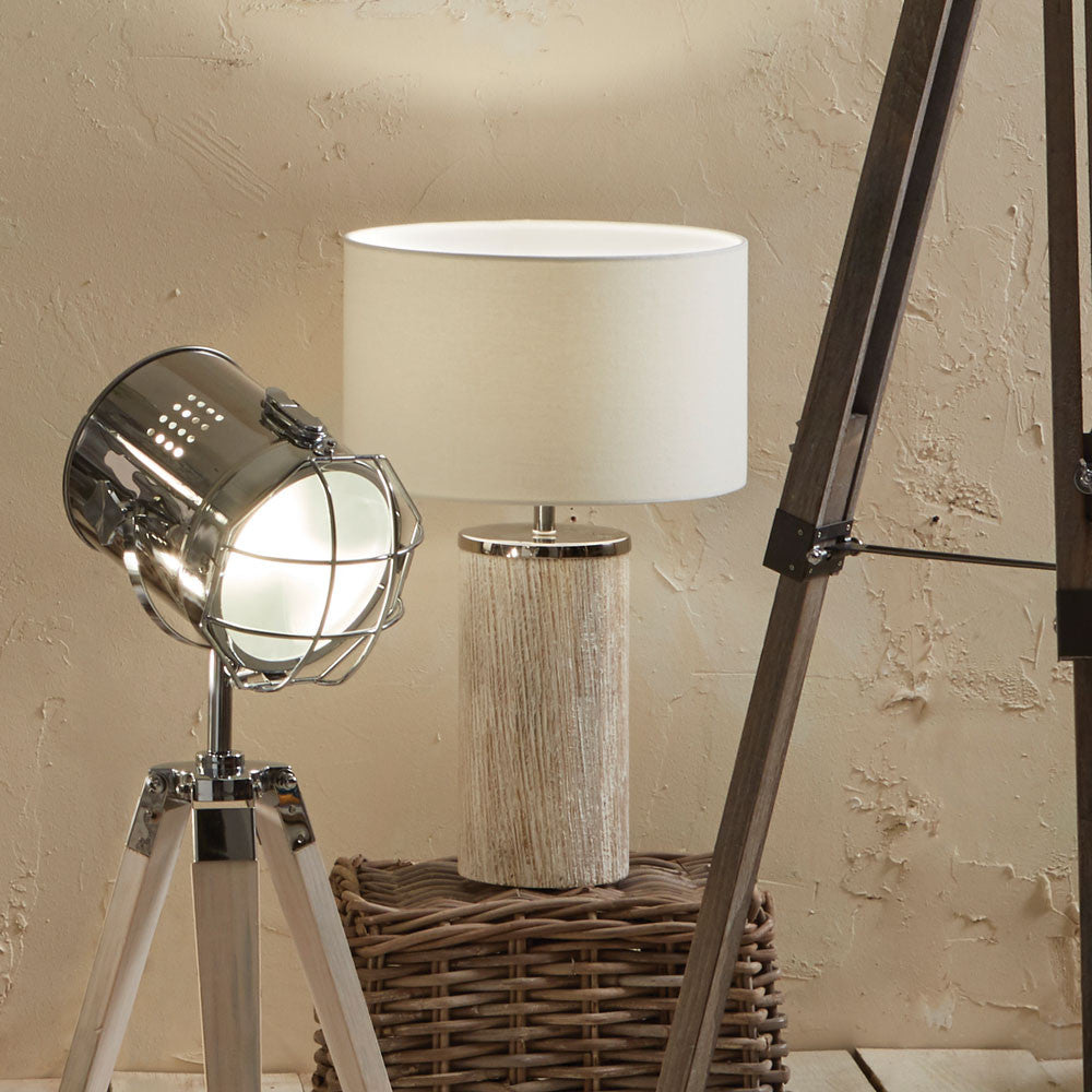 Haley White Wash Wood Column Table Lamp for sale - Woodcock and Cavendish