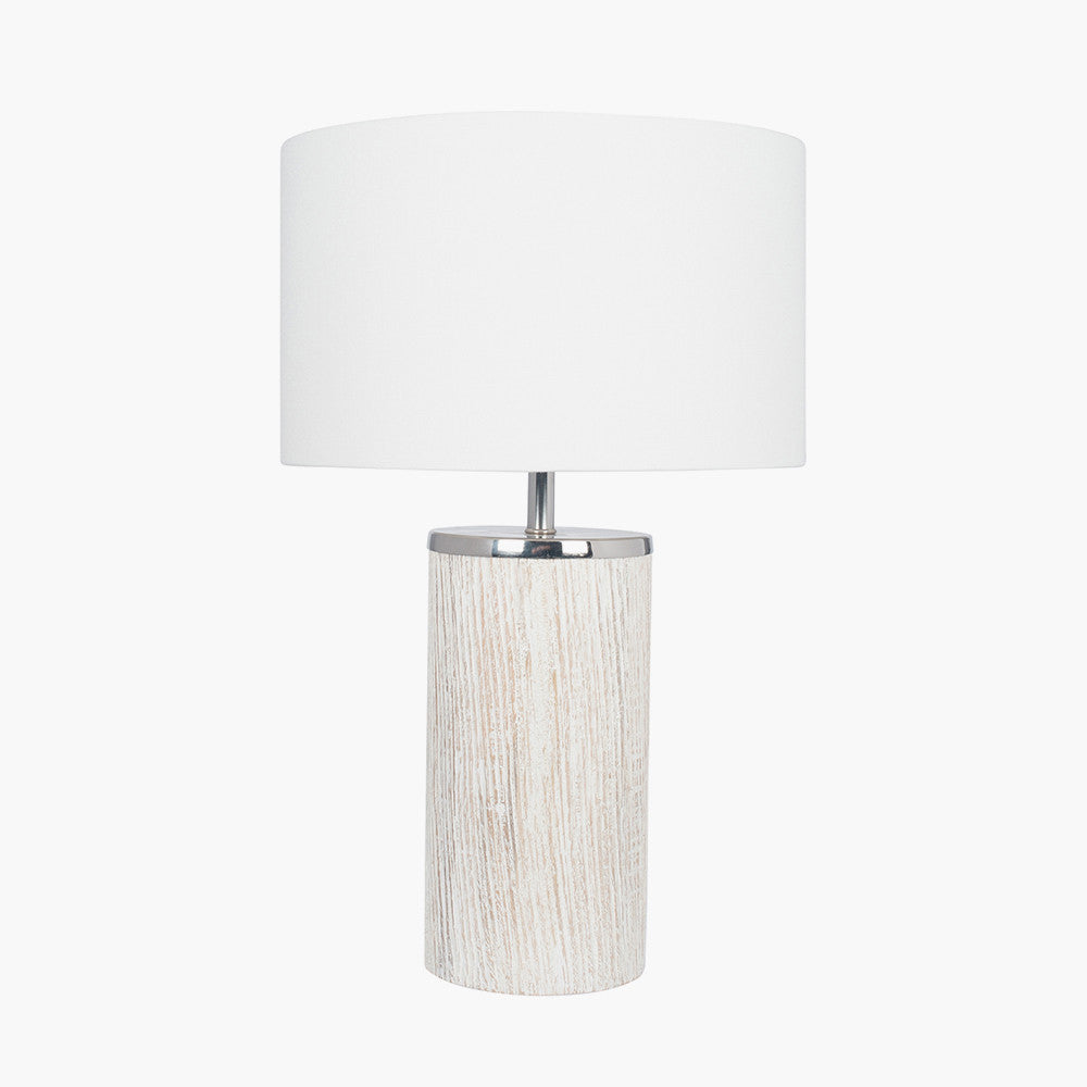 Haley White Wash Wood Column Table Lamp for sale - Woodcock and Cavendish