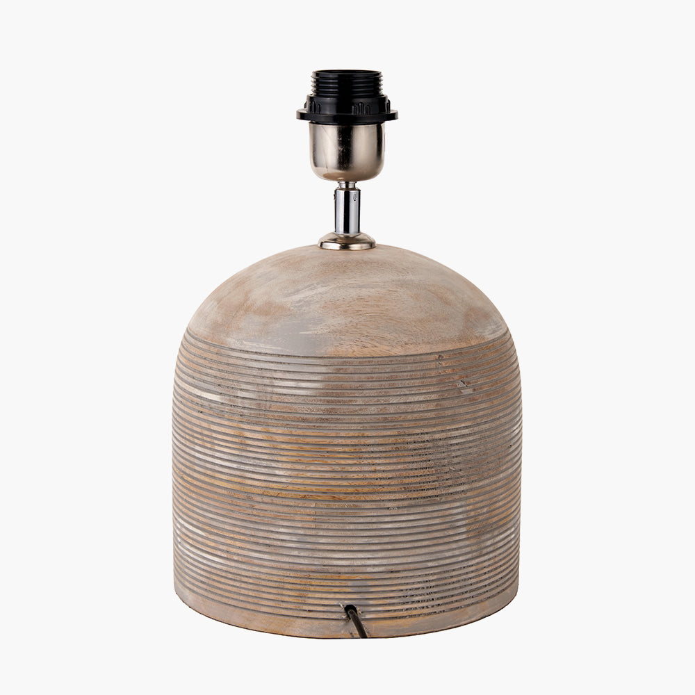 Nelu Grey Engraved Wood Dome Table Lamp