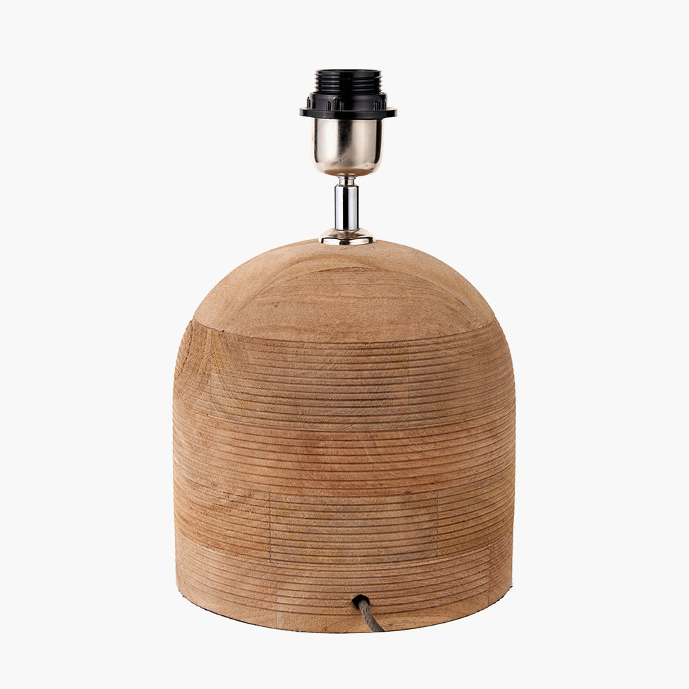 Nelu Natural Engraved Wood Dome Table Lamp