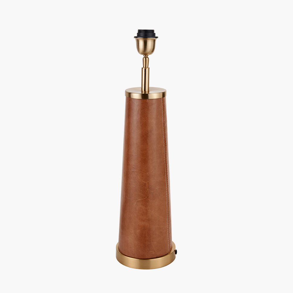 Laurence Tan Leather and Brass Table Lamp