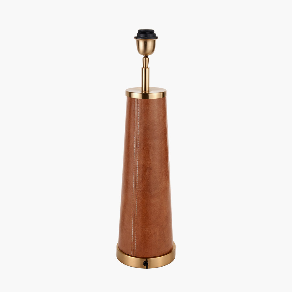 Laurence Tan Leather and Brass Table Lamp