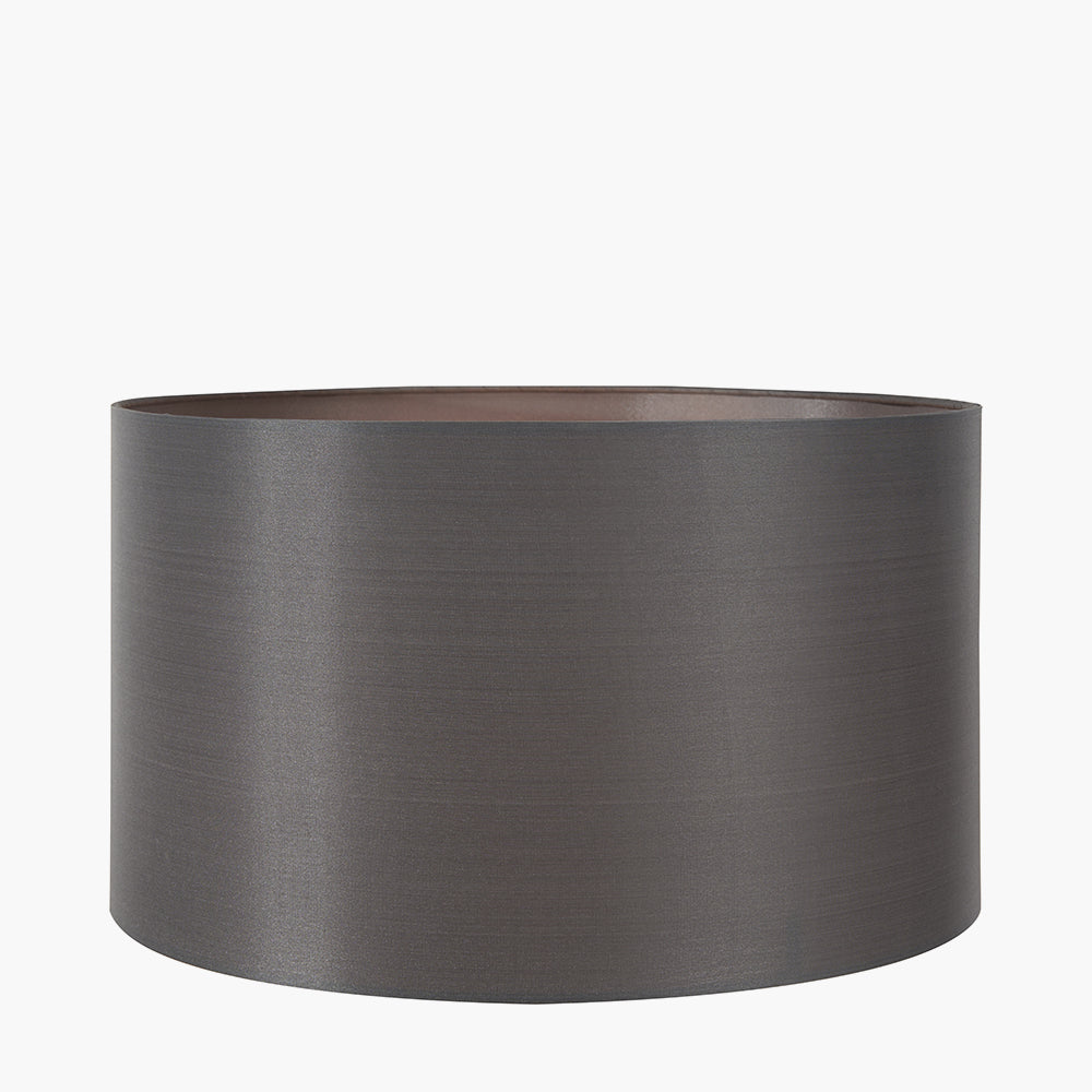 Zara 40cm Steel Grey Silk Lined Cylinder Shade for sale - Woodcock and Cavendish