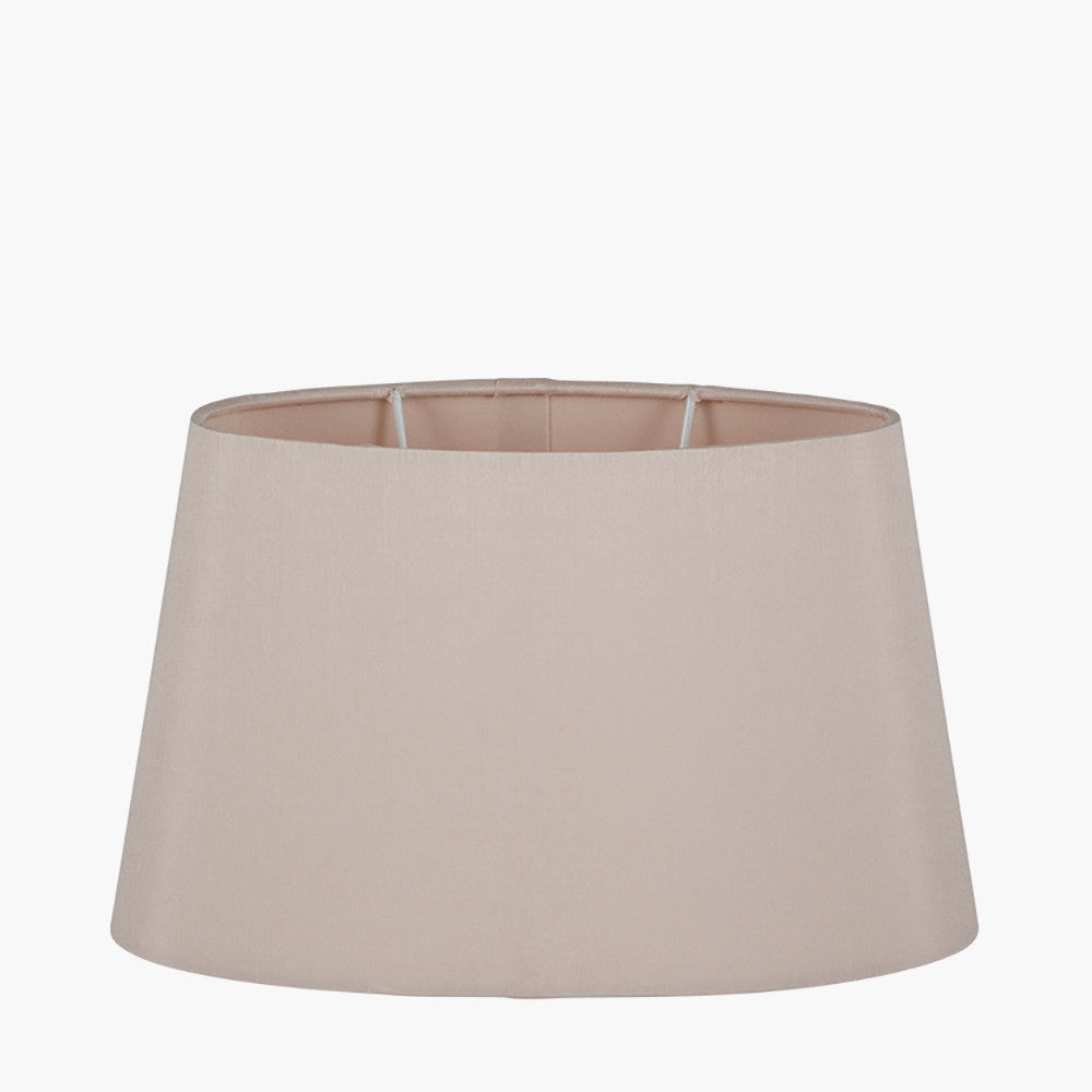 Martha 40cm Taupe Oval Ellipse Polysilk Tapered Shade for sale - Woodcock and Cavendish