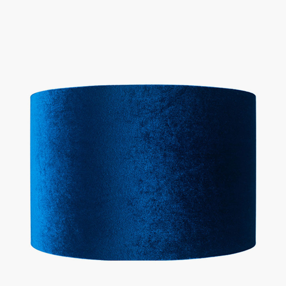 Bow 40cm Sapphire Velvet Cylinder Shade for sale - Woodcock and Cavendish