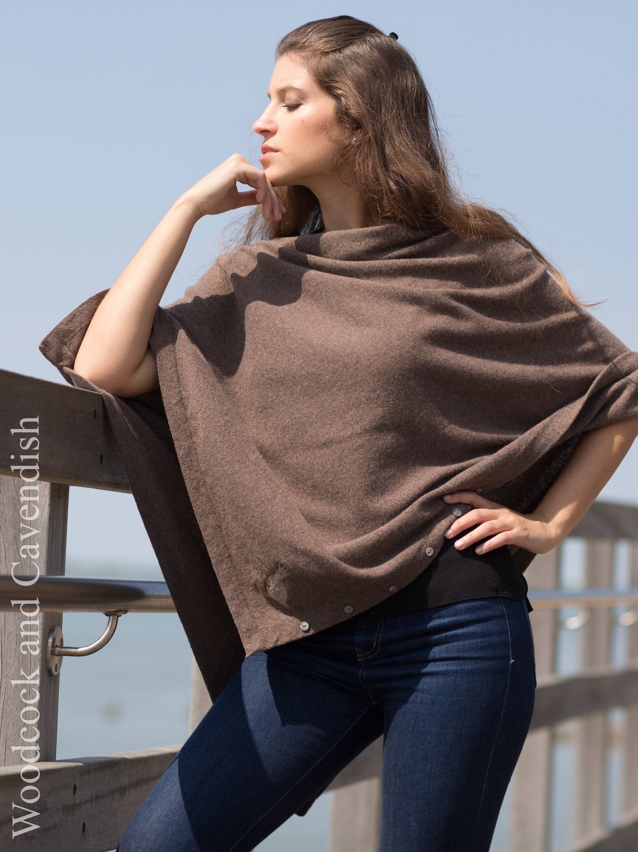 Cashmere wrap sales with sleeves